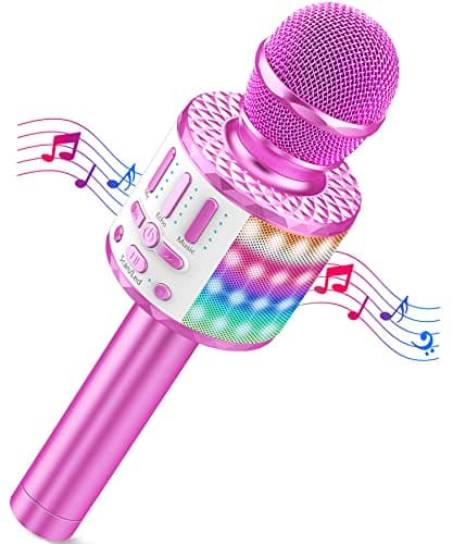 Image of Wireless Microphone with Lights, Karaoke Bluetooth Microphone for Kids Adults, Portable Toy Karaoke Mic Speaker Machine, Home KTV Player Support Phone/Pad/TV for Party Singing, Boys Girls Best Gifts