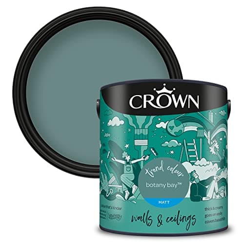Image of CROWN Botany Bay - Matt Emulsion Paint - Water Based, Quick Dry - Warming Green Paint for Walls & Ceilings - 2.5L