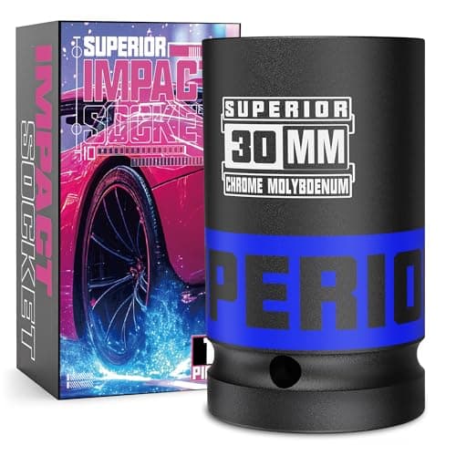 Image of KIRXST 3/4 Inch Drive Deep Impact Socket 30mm Metric Jumbo Sockets, Axle Nut Socket for Car Wheel Hub Nuts, Trucks, Large Construction Machinery and Equipment