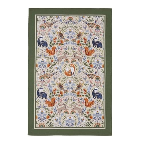 Image of Ulster Weavers Forest Rabbit Fox Owl Tea Towels (74 x 48cm), 100% Cotton, Kitchen Towel/Cloth, Dish Cloths, Autumn Wildlife/Woodland Animals, Botanical Prints