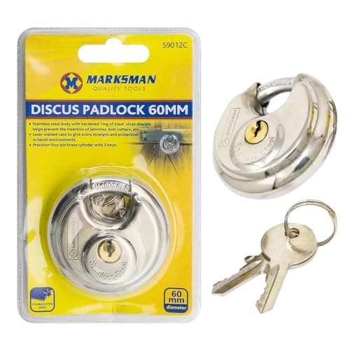 Image of 60Mm Disc Stainless Steel Padlock - Comes with 2 Keys | Pad Lock Round Heavy Duty | Shackle Protection | Security Lock | Strong | Stainless Steel | Protect & Secure