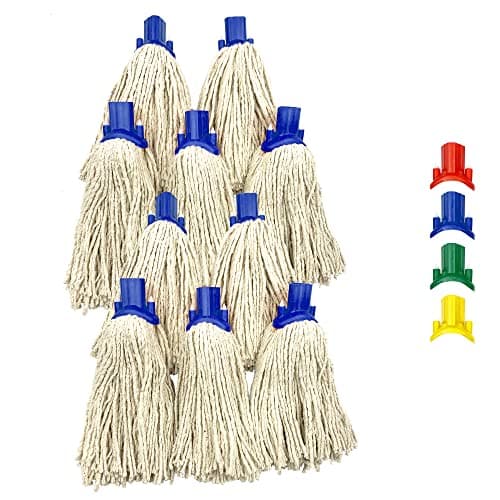 Image of Mop Heads Replacement, Colour Coded Self Threading Socket Cotton Mop Head No.12 PY (Blue, Pack of 10)