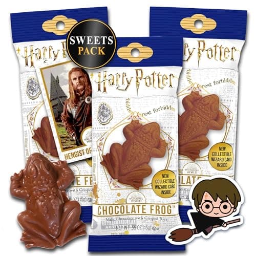 Image of Harry Potter Sweets, Harry Potter Chocolate Frog, Retro Sweets, Sweet Box, Sweet boxes, Box of Sweeties, Sweeties Hamper, (Chocolate Frogs 3x) Plus Sticker