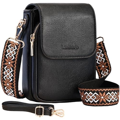 Image of Leathario Cross Body Bag Women, RFID Blocking Phone Bags with Top Handle & Extra Strap, Vegan Leather Handbag and Shoulder Bag
