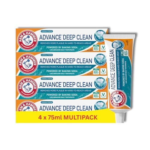 Image of Arm & Hammer Advance Deep Clean Toothpaste, Baking Soda Toothpaste Penetrates Deep Between Teeth and in Hard-to-Reach Areas, 75 mL Tube, Pack of 4