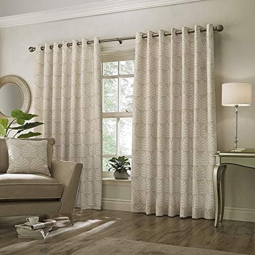 Image of Paoletti Contemporary Horto Ringtop Eyelet Curtains, Natural, 168 x 229cm