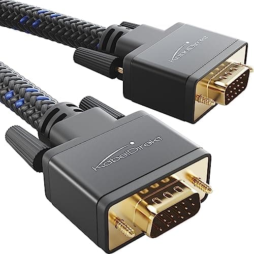 Image of KabelDirekt – VGA monitor cable with full-metal connectors and high-purity copper conductors – 3m (Full HD, connects computers to screens/projectors, 15-pin D-Sub, Nylon braided)