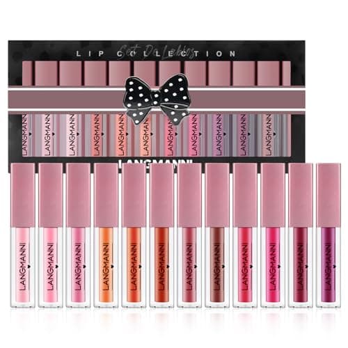 Image of Watery Liquid Lipstick Set, 12 Colors Moisturizing Lip Gloss Set, Velvet Lipgloss Kit, Long Lasting Waterproof Lip Glosses Makeup Set, Lip Glaze Makeup Cosmetic Gift for Women