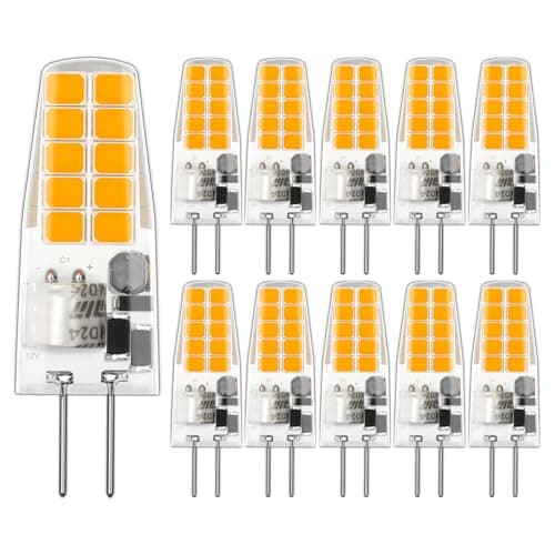 Image of LUTW G4 LED Bulbs Warm White 3000K, AC/DC 12V G4 Bulb LED Equivalent 20W Halogen, 2W 200LM 2 Pin Light Bulbs, Non Dimmable No Flickering LED Lights for Home Lighting, Chandelier, Cabinet, 10 Pack