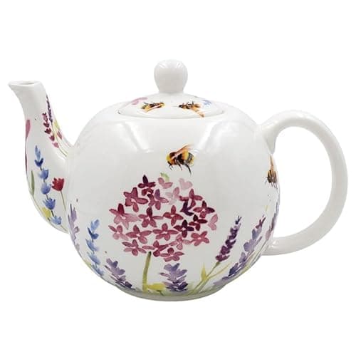 Image of The Leonardo Collection Lavender and Bees Teapot for Home and Kitchen | Fine China Jennifer Rose Gallery Tea Pot for Serving Tea | Contemporary Home and Kitchen Accessory Gift for Women and Men