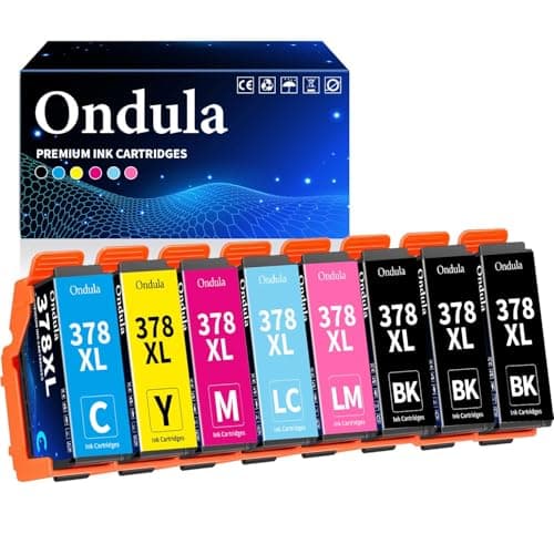 Image of Ondula 378XL Ink Cartridge Multipack Compatible for Epson 378 XL for Expression Photo XP-8000 XP-8005 XP-8500 XP-8505 XP-8600 XP-8605 XP-8700 Printer, 8 Pack