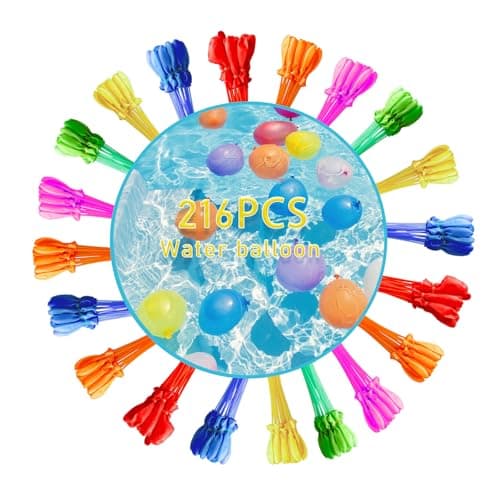 Image of 216Pcs Water Balloons for Kids Easy Fill,12 Bunch of Water Balloon Self Sealing Rapid Fill,Colorful Splash Water Balls Bombs for Kids Adults Outdoor Beach Family Gatherings Pool Party Fight Water Toy
