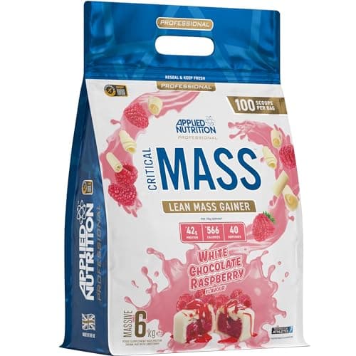 Image of Applied Nutrition Critical Mass Professional - Weight Gain Protein Powder, High Calorie Weight Gainer, Lean Mass (6kg - 40 Servings) (White Chocolate & Raspberry)