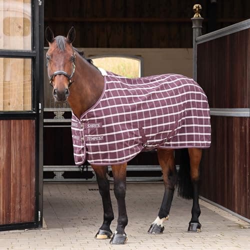 Image of Shires Tempest Original Stable Sheet - Maroon Check 5ft3