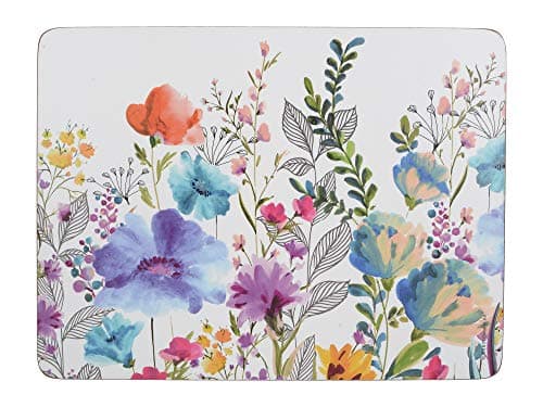 Image of Creative Tops ‘Meadow Floral’ Printed Cork Backed Placemats, Rectangular, Multi Colour, 30 x 23 cm, Set of 4