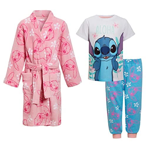 Image of Disney Girls Lilo And Stitch Dressing Gown + Pyjamas 9-10 Years Multi