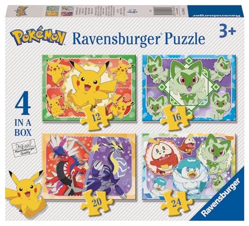 Image of Ravensburger Pokemon 4 in a Box Jigsaw Puzzles for Kids Age 3 Years Up - 12, 16, 20 & 24 Pieces