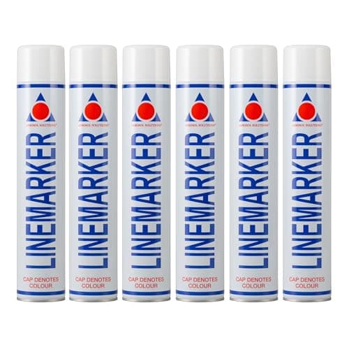 Image of Aerosol Solutions Line Marker, Grass and Road Spray Paint, White, 750 ml (Pack of 6)