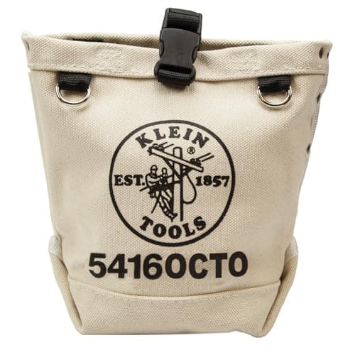 Image of Klein Tools 5416OCTO Tool Bag, Bull-Pin and Bolt Pouch, No. 4 Canvas with Tunnel Connection, 5 x 5 x 9-Inch