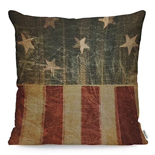 Image of WONDERTIFY Vintage American Flag Cushion Cover USA Flag Pillowcases for Men Women, Pillow Cover Living Room Farmhouse 45X45 Cm
