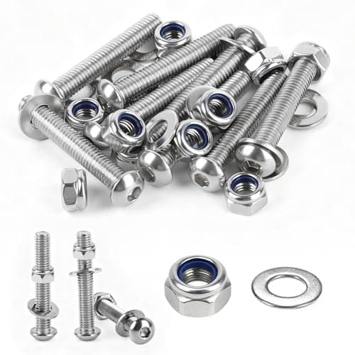 Image of Pack of 10 M8 Bolts Set, Hex Socket Button Head Cap Screws Bolts and Nuts Set with Washers, M8 x 50mm A2 Stainless Steel Machine Screws Assorted Nuts and Boltsset