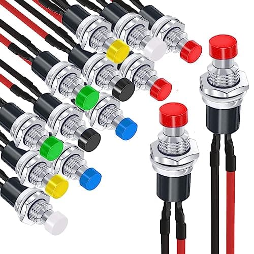 Image of RUNCCI-YUN 14 Pcs 1A 250V AC 2 Pins SPST Normal Open Mini Momentary Push Button Switch with Pre-soldered Wires