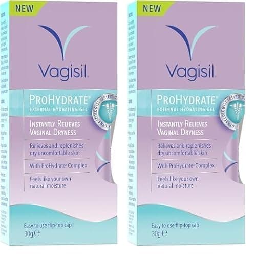Image of VAGISIL ProHydrate External Hydrating Gel, Intantly Relieves Vaginal Dryness Daily with Hyaluronic Acid to Hydrate and Retain Moisture, Hormone Free, 30 g (Pack of 2)