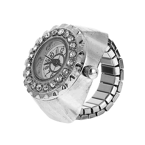 Image of Abaodam Ladies Diamond Ring Watch Round Ring for Women Elegant Decorative Safe Zinc Alloy Material