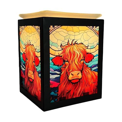 Image of Cello Electric Wax Melt Burner - Highland Cow Design Aroma Oil Diffuser New Home Fragrance Lamp Essential Oils & Wax Melts Bedroom Living Room Decor Gift for Her Autumn Present