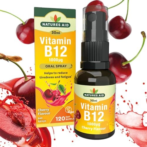 Image of Natures Aid Vitamin B12 Daily Oral Spray 30ml - Natural High Strength 1000μg Supports Energy Tiredness Fatigue Healthy Immune Nervous System - Pill Tablet Capsule Free Liquid Supplement 4-Month Supply