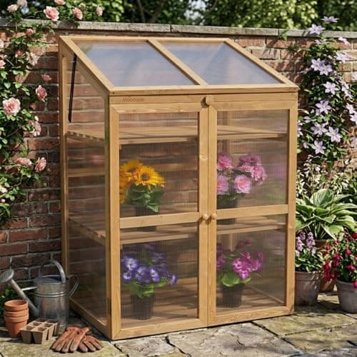 Image of Woodside Outdoor Wooden Plant Flower Vegetable Cold Frame Cupboard Growhouse