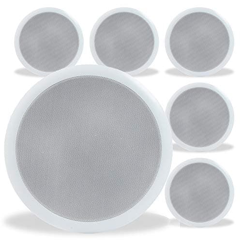 Image of Power Dynamics CSPB6 Ceiling Speaker Set - 6x 6.5 Inch 100V Line Ceiling Speakers, Background Music & Announcement Audio System for Shops, Gyms, Schools, Cafés - White ABS Finish