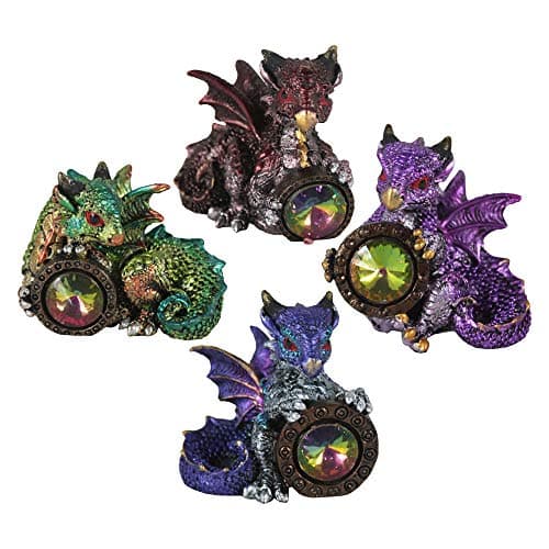 Image of Nemesis Now Dragon's Reward Set of 4 5.5cm Figurines, Resin, Multi-Coloured, One Size