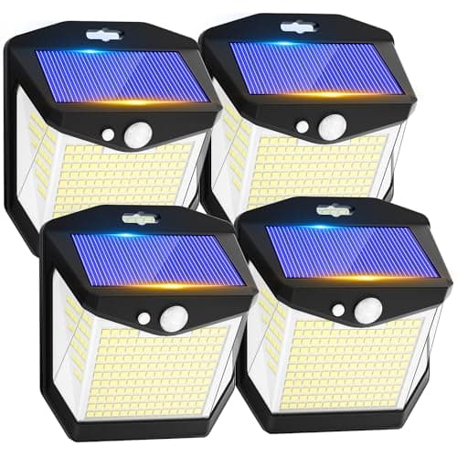 Image of Solar Security Lights Outdoor Garden - 248 LED Solar Powered Outside Light 3 Modes Motion Sensor and 270°Wide Angle IP65 Waterproof Solar Power Wall Lighting For Fence Flood Door Garage Yard 4 Pack