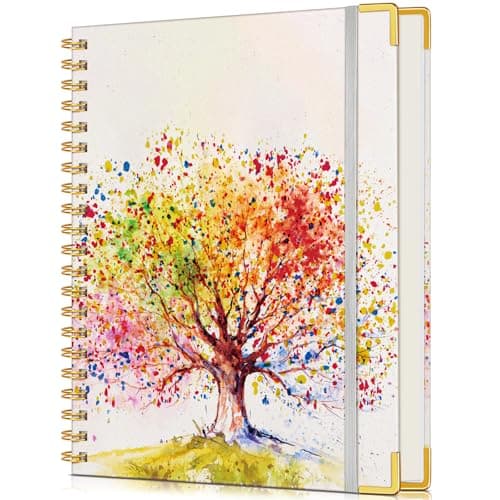 Image of Cute Spiral Notebook Journal for Women, 200 Pages Lined Notebooks 8.5” x 11”, A4 Large Hardcover Spiral Journals with 100 GSM Thick Paper, College Ruled Notebook for Work School, Colorful Tree of Life