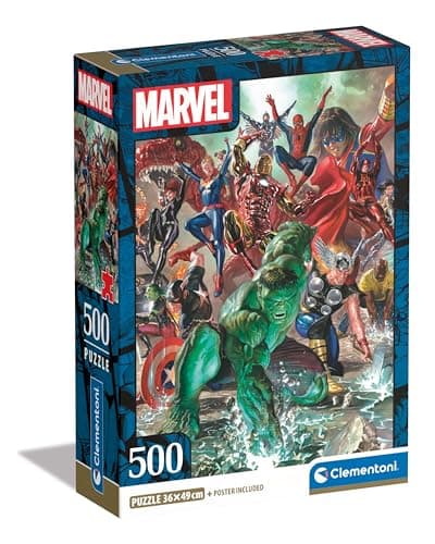 Image of Clementoni Jigsaw Puzzle Marvel The Avengers 500 Pieces - Poster Included, Puzzle For Adults 14-99 Years, Gift For Men/Women, Super Hero, Made In Italy, 35546