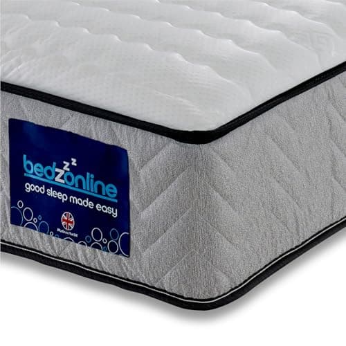 Image of BEDZONLINE Affordable Hydro Sprung Mattress – UK Single | 190 x 90 x 16.5 cm | Low Budget Price Comfort | Breathable, Hypoallergenic | For Kids, Uni Student, Renter, Guest Bed | Eco-Friendly Fibre