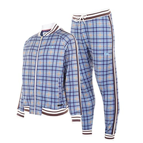Image of Lonsdale Mens Gentlemen Poly Tracksuit Navy Check XS