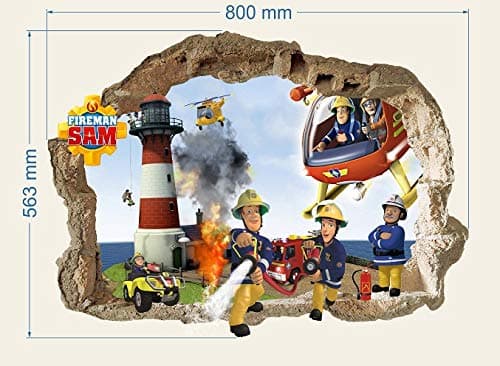 Image of Fireman Sam Wall Stickers, Murals for Boys, Pattern 800mmX 560mm