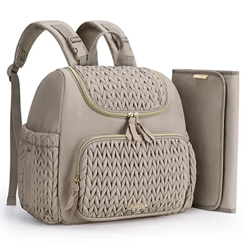 Image of MOMMORE Changing Bag Mini Backpack, Stylish Maternity Baby Bag with Insulated Pockets, Foldable Changing Mat, Stroller Straps, Daily/Travel-Friendly, Grey