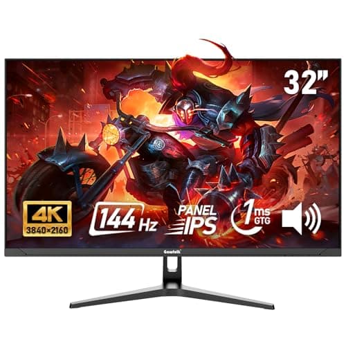 Image of Gawfolk 32 inch 4K Ultra HD Computer Monitor, 144Hz Gaming PC Screen, 1ms, Adaptive Sync, 100% sRGB, 178° Wide Viewing Angle, HDMI 2.1, DisplayPort 1.4, Compatible with 75 * 75MM Wall Mount-Black