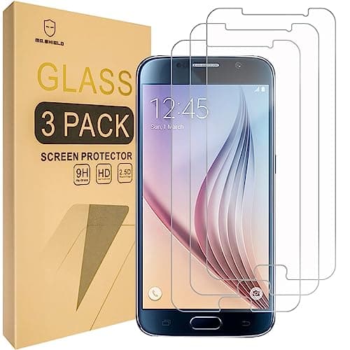 Image of Mr.Shield Screen Protector For Samsung Galaxy S6 [Tempered Glass] [9H Hardness] [3-Pack] Screen Protector