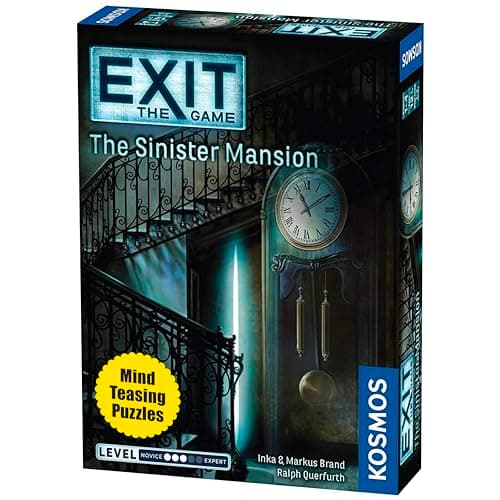 Image of Thames & Kosmos EXIT: The Sinister Mansion | Escape Room Card Game | Family Board Game | 1-4 Players | Age 12+ | Mystery Puzzle Game for Adults & Kids | Game Night Fun