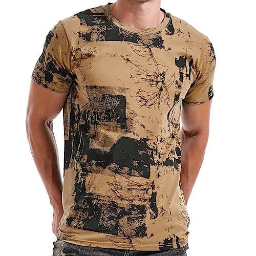 Image of RONOMO Men's Round Neck Short Sleeved T-Shirt | Medium Elasticity | Soft and Breathable | Pre Shrunk Treatment| (FK Khaki L)