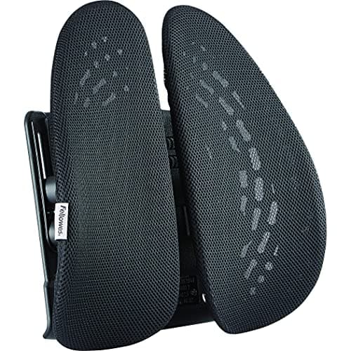 Image of Fellowes "Back Angel Back Support Cushion, Fabric, Black