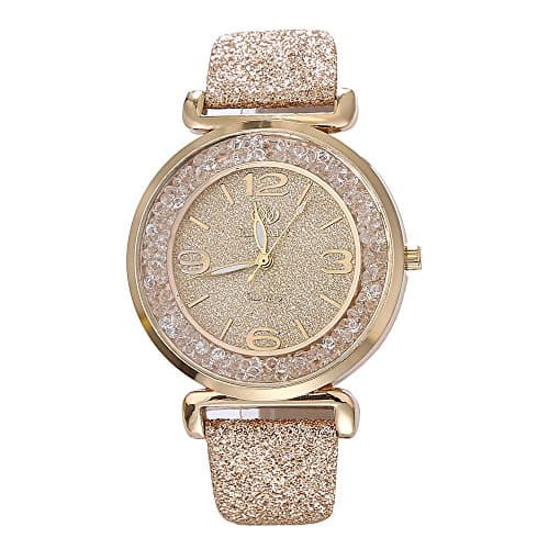 Image of Women Watch for Ramadan Days Easter Crystal Women Stainless Quartz Fashion Wrist Watch Analog Steel Women's Watch Wind up Watch (,Gold, One Size)