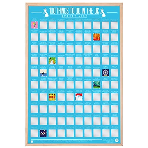 Image of Gift Republic 100 Things To Do In The UK Bucket List Scratch Off Poster, multicolor,59 x 46 cm