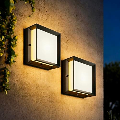 Image of Klighten Outdoor Wall Light 2 Pack,IP65 Waterproof,Supports 2 E27 Bulbs (Max 60W per Bulb,Bulbs Not Included),Polycarbonate & Aluminium,Indoor/Outdoor Use,Black