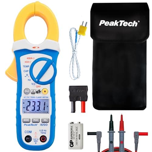 Image of PeakTech Digital Current Meter Meter with Multimeter, P 1650, 400A AC/DC, True RMS, 4000 Counts, Contactless Voltmeter, Ammeter, Continuity Tester, Data Hold