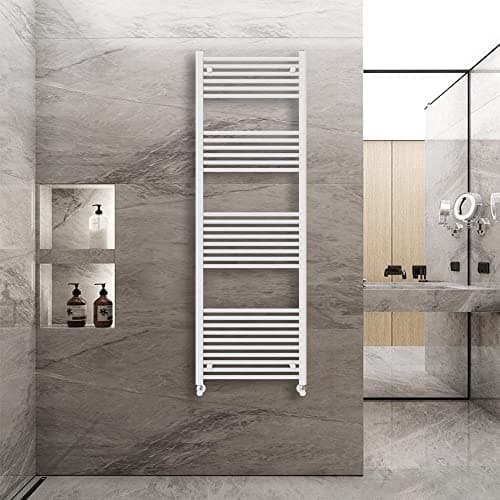 Image of Warmehaus Straight Heated Towel Rail Radiator Ladder White 1800x600mm Central Heating Radiators for Bathroom Kitchen